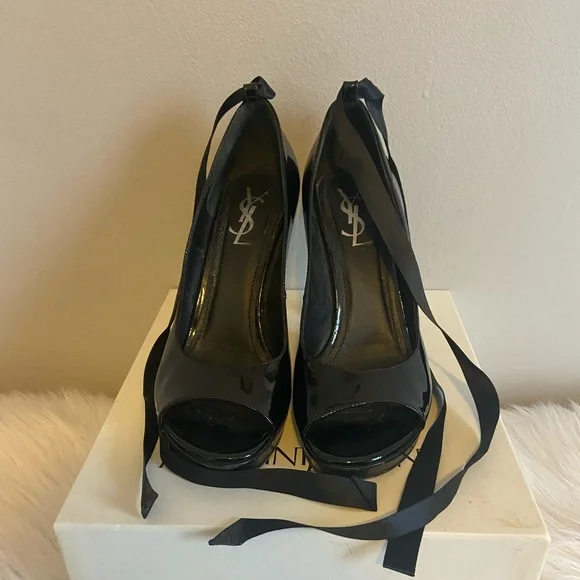 YSL black patent heels